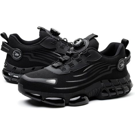 Chaussures de sécurité de travail anti-écrasement et anti-perforation, chaussures de sécurité à lacets à boucle rotative, chaussures de sécurité tissées volantes respirantes, chaussures de sport de sé (1/5)