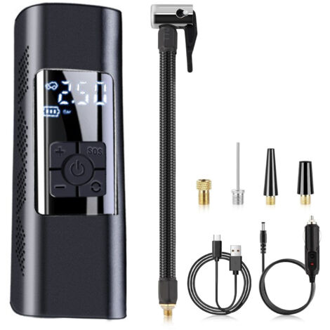 Compresseur d'air portable pour gonfleur de pneus, pompe à air portable 150 PSI pour pneus de voiture, pompe à air avec manomètre numérique pour voiture, vélo, moto, ballon (1/5)