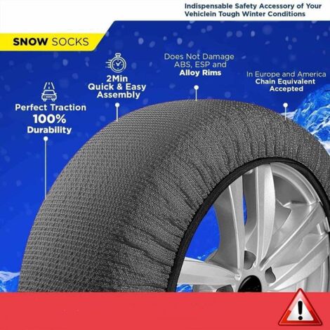 Chaussettes à neige mates pour pneus de voiture, traction d'urgence sur la neige pour véhicules, conduite sûre sur la glace, le gel, la neige, chaînes à neige extra durables, alternative équivalente a (1/5)