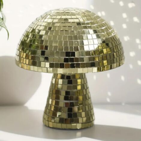 Boule Disco En Forme De Champignon - Effets Lumineux 360°, Dimensions 12x12x14 Cm, Argentée