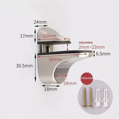 10 Supports D'étagère Hafele 282 - Pince 24 Mm, Acier Chromé, Pour étagères En Verre - Fixation Murale