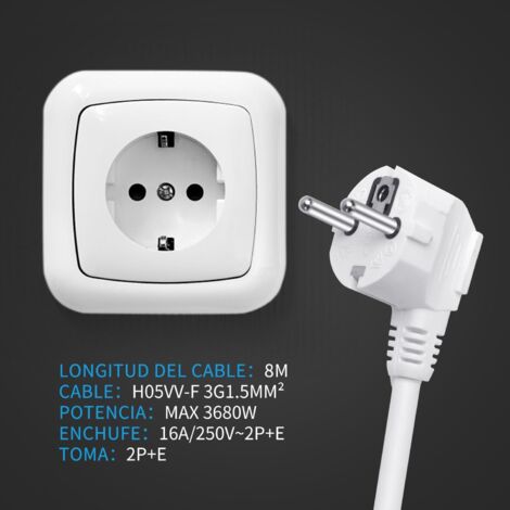 3M Spiralé Câble de Rallonge Schuko à Contact de Protection, Extensible Câble d'alimentation IP20(230V/16 A), 3 x 1,0 mm² Prolongateur avec Fiche & Pise Schuko, Blanc 3M Spiralé Câble de Rallonge Schuko à Contact de Protection, Extensible Câble d'alimentation IP20(230V/16 A), 3 x 1,0 mm² Prolongateur avec Fiche & Pise Schuko, Blanc