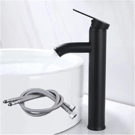 Mitigeur de lavabo,salle de bain robinet, Robinet mitigeur de table pour eau chaude et eau froide, noir mat - 30cm (1/5)