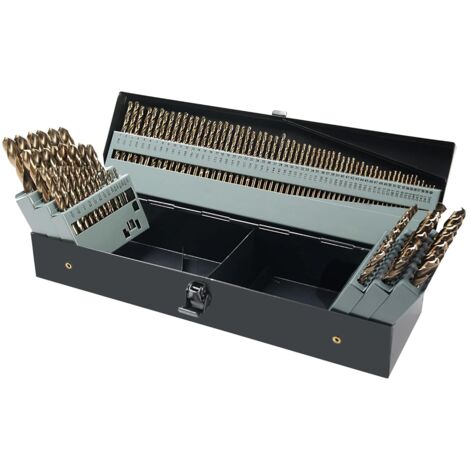 Jeu de forets au cobalt, 115 pièces M35 en acier rapide pour métaux trempés, acier inoxydable, fonte, bois et plastique, avec boîte de rangement en métal.