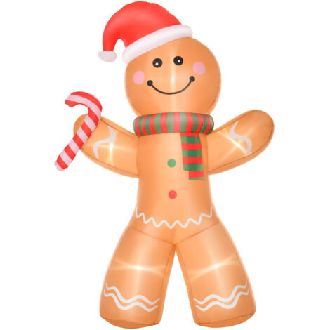 Bonhomme en pain d'épice autogonflant HOMCOM, avec souffleur, décoration de Noël 2,4 m avec lumières LED (1/5)