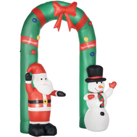 Arche gonflable avec Père Noël et bonhomme de neige, éclairage LED, souffleur intégré, 198 x 80 x 245 cm (1/5)