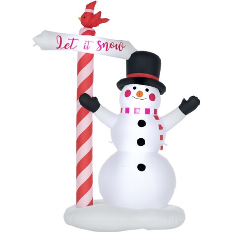 Bonhomme de neige gonflable avec pancarte 3 LED polyester imperméable hauteur 213 cm blanc (1/5)