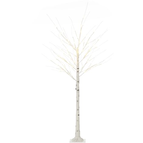 Arbre artificiel HOMCOM, bouleau artificiel, avec éclairage LED, blanc chaud, écorce blanche réaliste, 22 x 22 x 180 cm (1/5)