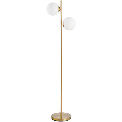 Lampadaire d'intérieur Lampadaire design lampadaire sur pied salon néo-rétro 2 Têtes boules max. 40 W métal doré