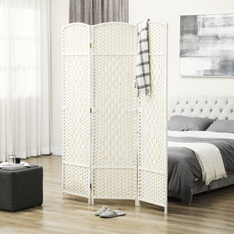 Paravent Chambre à Coucher Blanc 698x180cm - Séparateur Pièce Pliable Tissu PIXZSSI