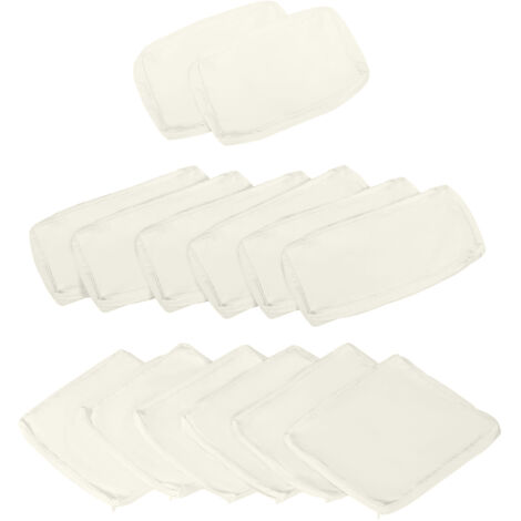 Housse de coussin Outsunny Lot de 14 Housses de Rechange Coussins Salon de Jardin - 6 Housses Coussin d'assise, 8 Housses Coussin Dossier - Housses zippées Polyester déperlant Crème (1/5)