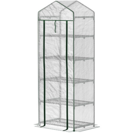 Serre de jardin Serre de jardin balcon étagère serre 5 niveaux 0,69 x 0,49 x 1,93 m acier bâche amovible PE blanc (1/5)