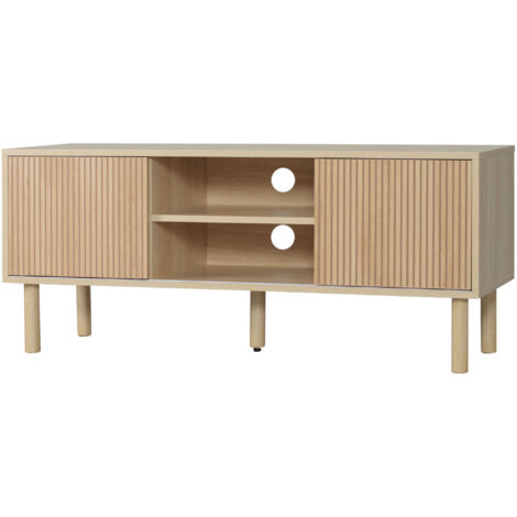 Meuble TV Meuble TV support TV pour télévision jusqu'à 50 pouces 2 portes coulissantes et 2 niches avec passe-câbles - 115 x 40 x 49 cm (1/5)
