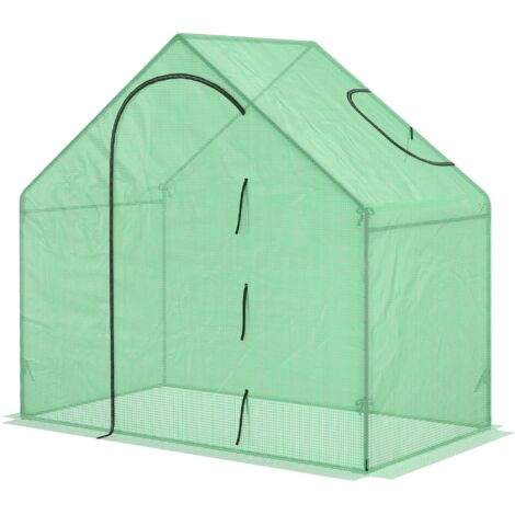 Serre de jardin Outsunny Serre de jardin PE, serre de balcon, bâche renforcée, châssis en acier, porte zippée enroulable, pour légumes plantes, intérieur et extérieur, 180 x 100 x 168 cm, vert (1/5)