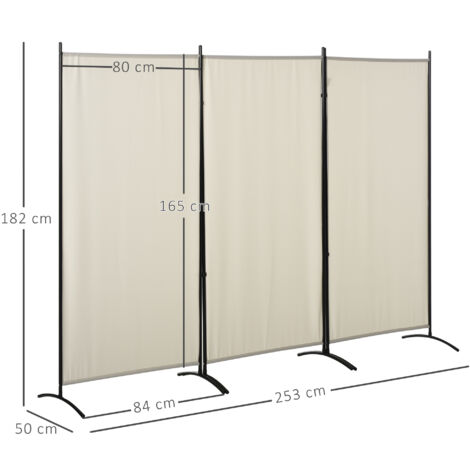 YRHome Paravent 3 Parties 275x180cm Beige - Brise-Vue Pliable Pour Balcon, Jardin Et Intérieur