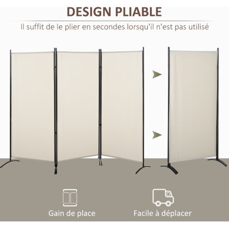 Paravent 3 Panneaux IDMarket 250x180cm - Séparateur D'Espace