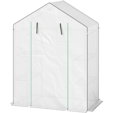 Serre de jardin Serre de jardin avec 1 porte, 2 fenêtres et 2 étagères en forme de U pour Légumes Plantes Fleurs Bâche PE 140x73x190 cm (1/5)