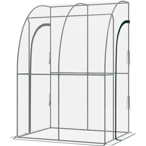 Serre de jardin Serre de Jardin adossée serre adossée 2 portes zippées enroulables acier PVC transparent