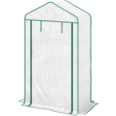 Serre de jardin Serre de jardin balcon étagère serre 4 niveaux 90 x 49 x 160 cm acier galvanisé bâche amovible PE haute densité blanc