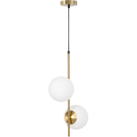 Plafonnier d'intérieur Suspension luminaire moderne, lustre plafonnier de double-tête, lumière suspendue réglable pour entrée, salon, ton doré (1/5)