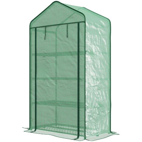 Serre de jardin Serre de Jardin Balcon étagère Serre 4 Niveaux 90L x 49l x 160H cm Acier galvanisé bâche Amovible PE Haute densité Vert