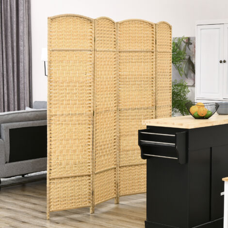 Cloison amovible Paravent interieur en bois 4 panneaux 160 x 170 cm séparateur de pièce pliable