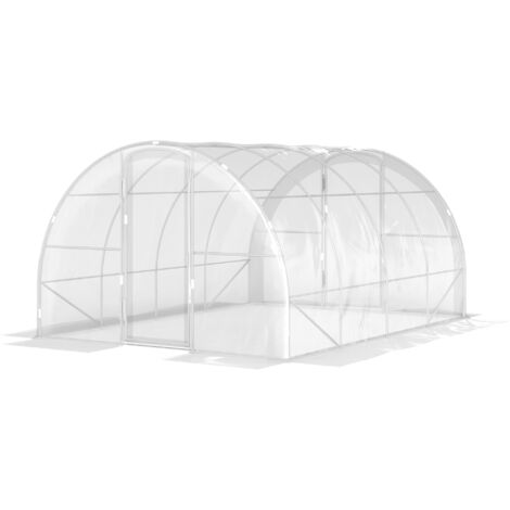 Serre de jardin Serre de jardin tunnel 4 x 3 x 2 m 12 m² avec 2 portes à charnières bâche en PE 150 g/m² pour Légumes Plantes Fleurs