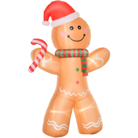Autre décoration pour Noël Bonhomme en pain d'épice autogonflant, avec souffleur, décoration de Noël 2,4 m avec lumières LED (1/5)