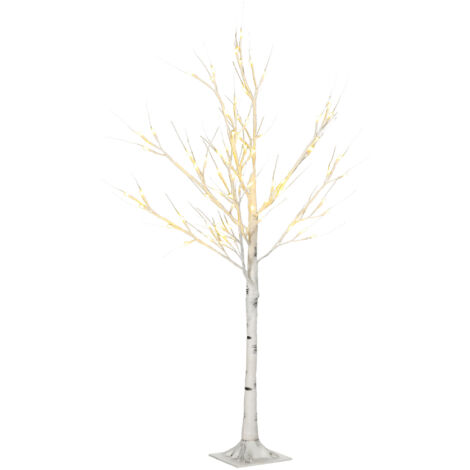 Autre décoration pour Noël Arbre artificiel, bouleau artificiel, avec éclairage LED, blanc chaud, écorce blanche réaliste, 17 cm (L) x 17 cm (l) x 120 cm (H) (1/5)