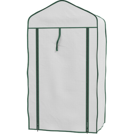 Serre de jardin Serre de Jardin étagère 3 Niveaux dim. 59L x 39l x 127H cm métal thermolaqué Vert PE Haute densité 140g/m² Blanc