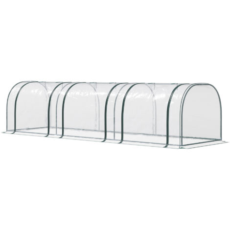 Serre de jardin Outsunny Mini Serre de Jardin mini serre tunnel serre à tomates 3,5L x 1l x 0,8H m Acier PVC Haute densité Anti-UV 3 fenêtres avec Zip enroulables Vert et Transparent (1/5)