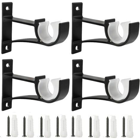 4 Pièces Tringle À Rideau, Supports De Tringle À Rideaux, Fixations Pour Tringles De 2,5 Cm, 2,8 Cm Et 3,2 Cm, Noir