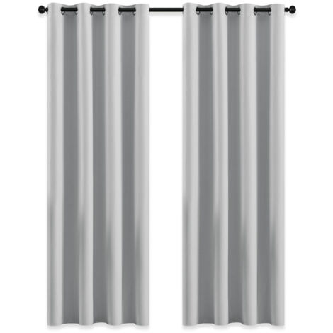 Rideau Occultant - Rideaux d'Extérieur pour Jardin Pergola à Oeillets Lumière Bloquer Isolant Thermique Décoration pour Tonnelle, L 132 x H 213 cm, Gris Blanc, 2 PCs