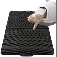 Litière pour chat,Tapis Litière Chat Bac à Litière pour Chats, Imperméable Non Toxique EVA,Double Couche en Nid d'abeille Design 30x45cm,Noir Litière pour chat