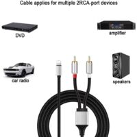 Câble Lightning Vers RCA 1m - Connexion Audio IPhone/iPad Pour Voiture, Ampli, Home Cinéma