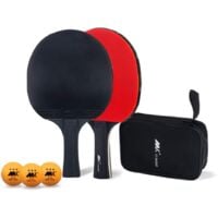 Raquettes de Ping-Pong Set, 1 Paire de Raquettes de Tennis de Table avec Sac de Rangement pour Joueurs Débutants et Avancés Activité Famille