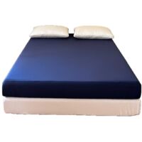 Drap Housse 180x200 Coton Bonnet 30 cm Matelas Épais Confort, Respirabilité, Entretien Facile – Bleu Marine