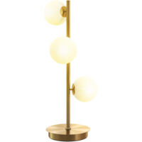 Accessoires pour luminaire d'extérieur Lampe de chevet avec 3 abat-jours globe, lampe de table moderne avec base en acier et douilles G9, 53H cm, ton laiton
