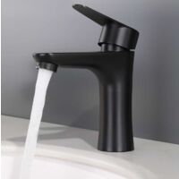 Robinet Mitigeur lavabo bec droit plat noir en nickel, eau chaude et eau froide