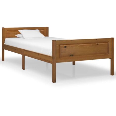 Estructura de la cama 100x200 cm Pin miel marrón sólido (1/5)