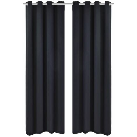 Cortinas opacas 2 piezas con ojales de metal 135x175 cm negras vidaXL