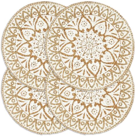 Manteles individuales redondos 4 uds yute blanco 38 cm vidaXL