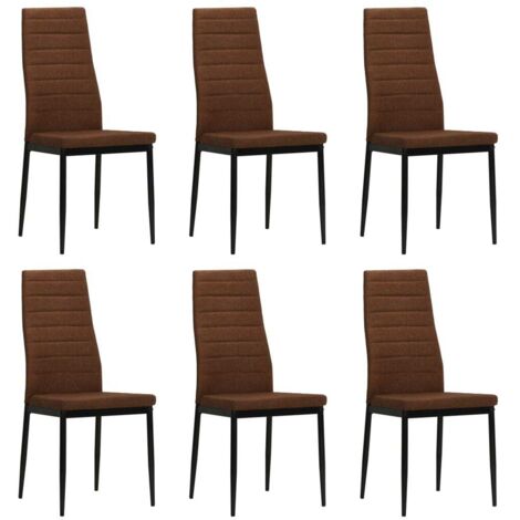 Sillas de comedor 6 pcs tela marrón (1/5)