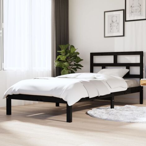 Estructura de la cama 100x200 cm de pino negro de pino masivo (1/5)