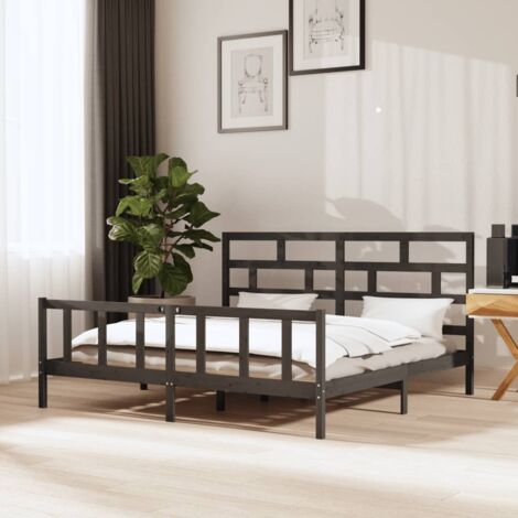 Estructura de la cama 200x200 cm Pino gris masivo (1/5)