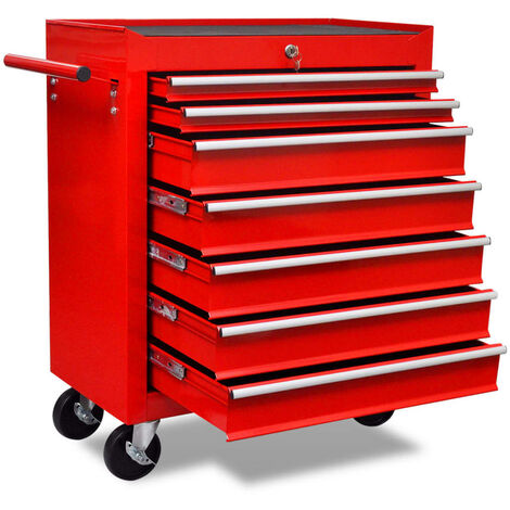 Carrito caja de herramientas 7 cajones rojo vidaXL