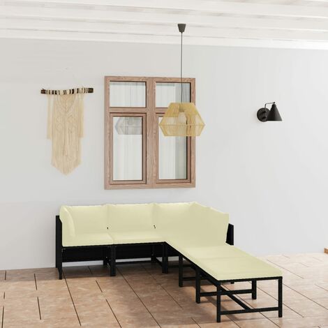 6 PCS Garden Lounge Set con Vime PE Negro (1/5)