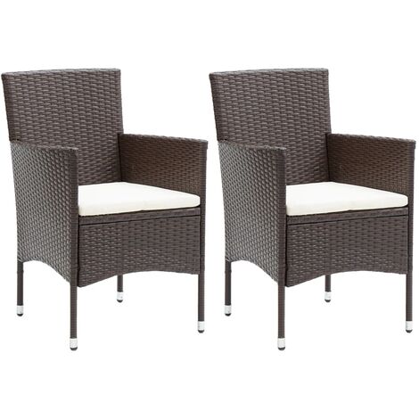 Sillas de comedor de jardín 2 pcs mimbre pe brown