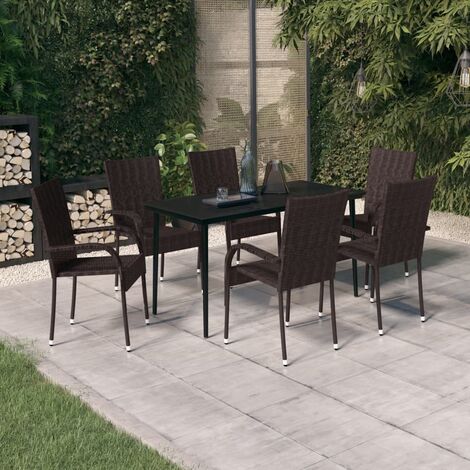Cena de 7 PC set para jardín marrón y negro (1/5)