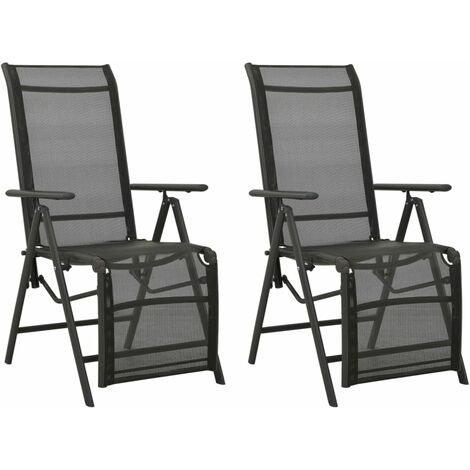 Silla de jardín reclinables 2 uds textileno aluminio negro vidaXL (1/6)